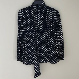 Zara Woman polka dot tie blouse size M